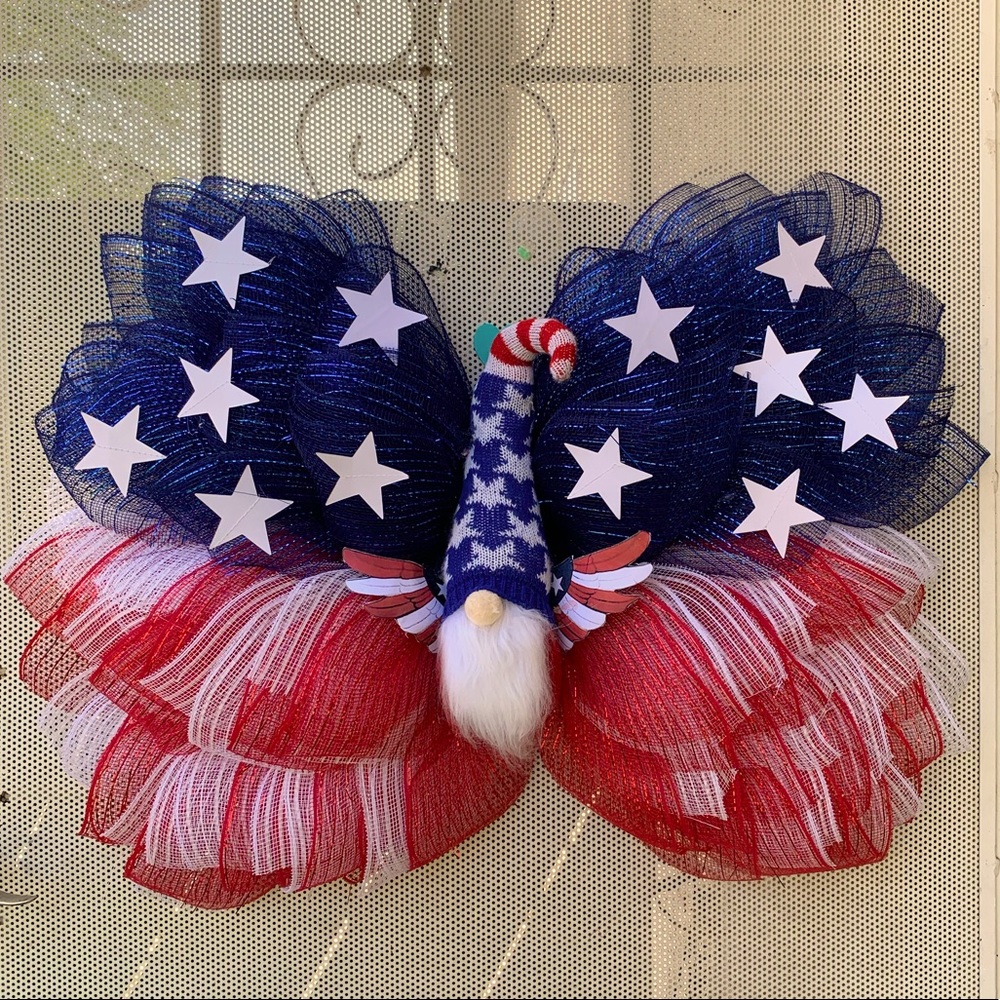 OOAK Patriotic Butterfly Wreath / your choice of center